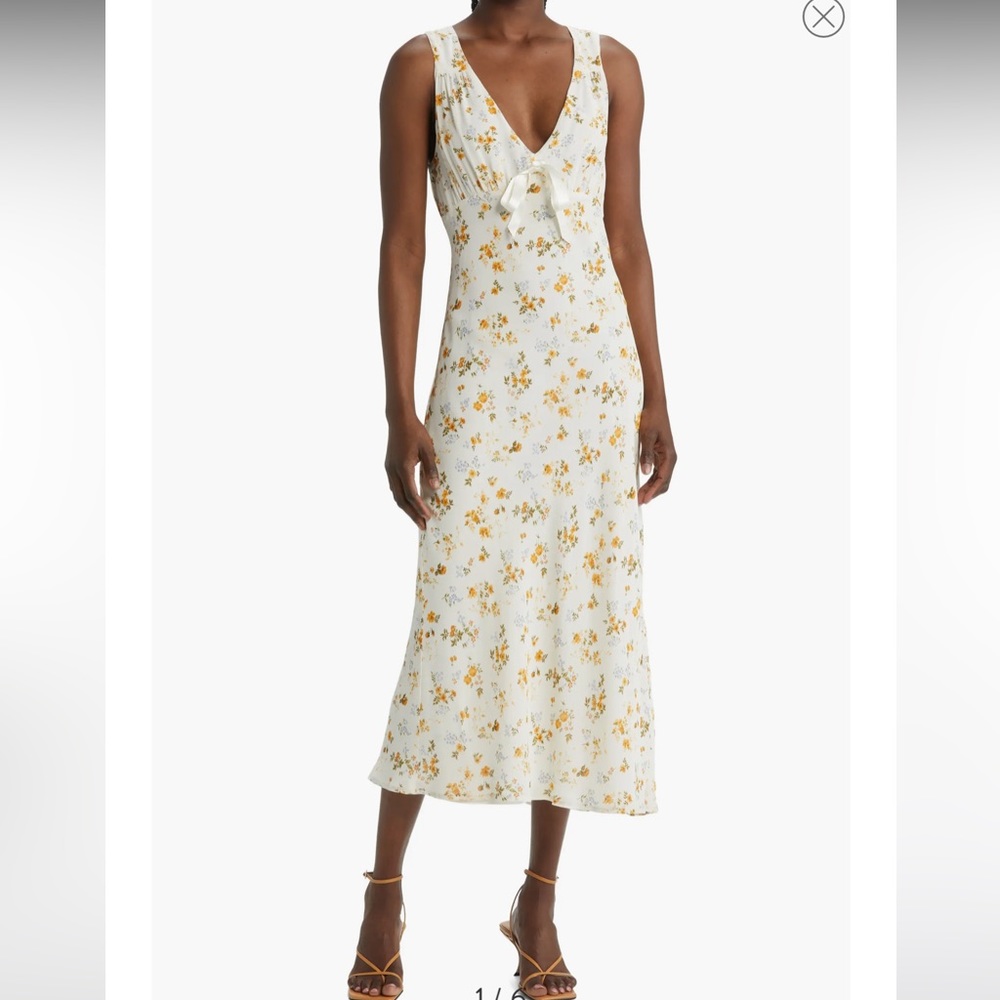 REFORMATION - Janis Floral V-Neck Sleeveless Georgette Dress